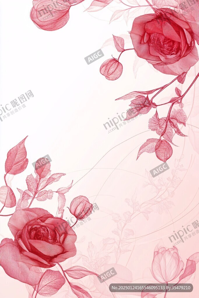 3d立體玫瑰花藤背景