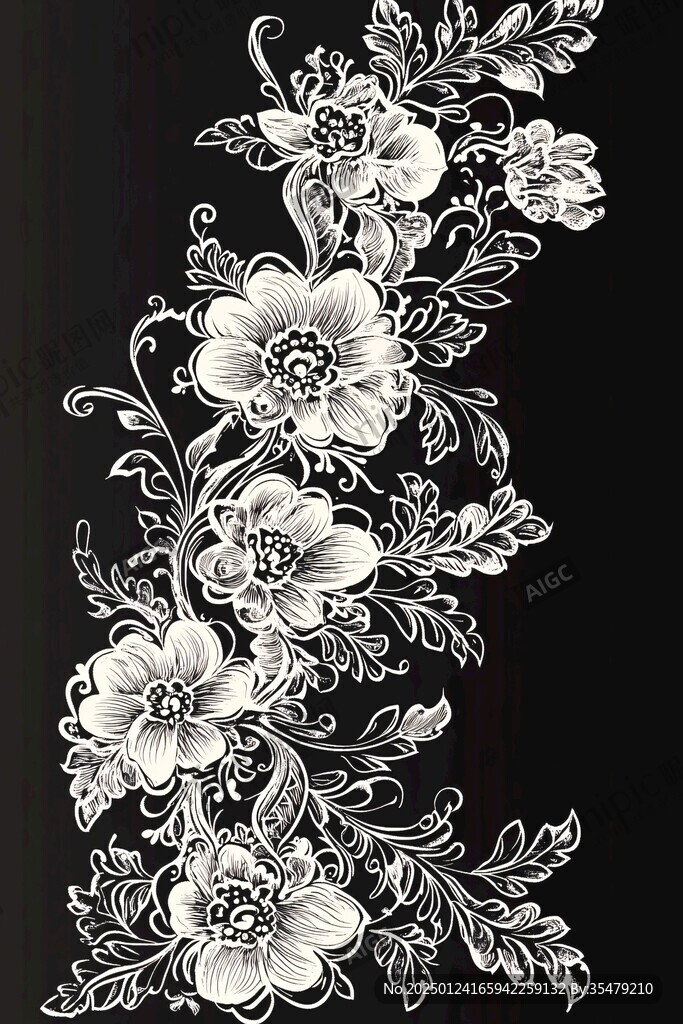 牡丹花線條