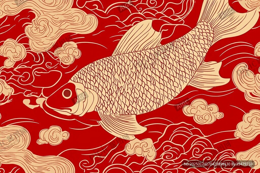中式風(fēng)格紅鯉魚