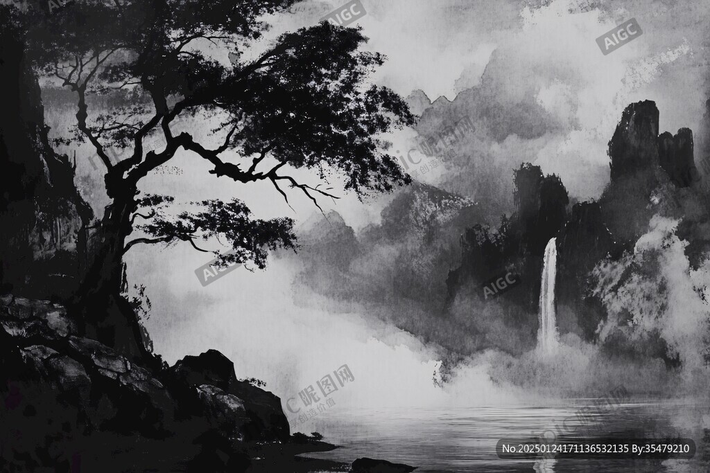 數(shù)碼意境煙墨山水