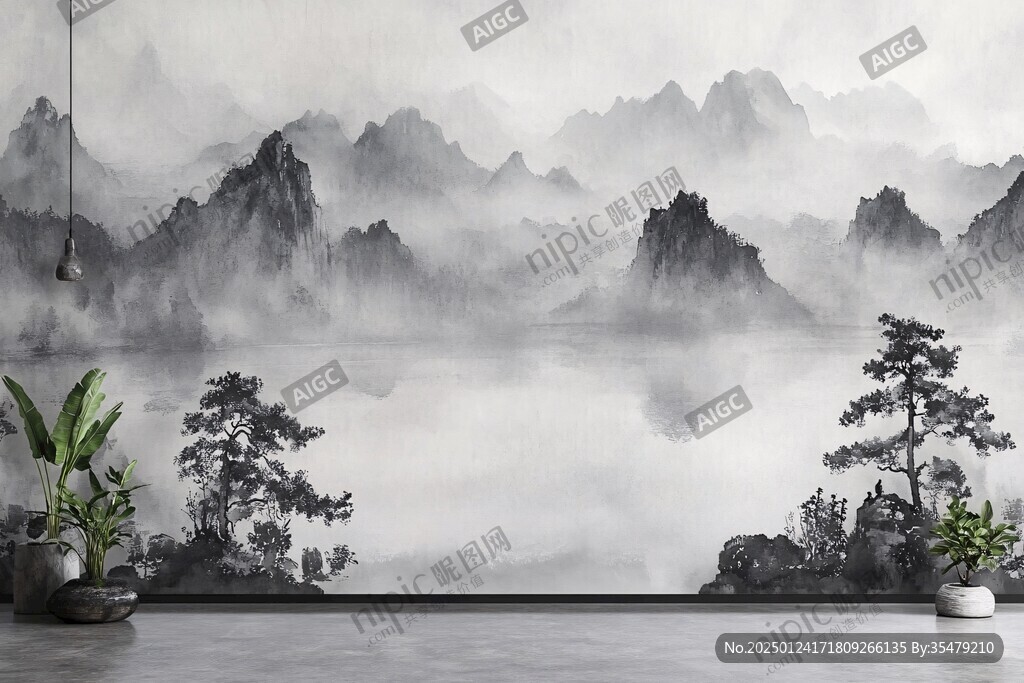 云霧山水背景墻