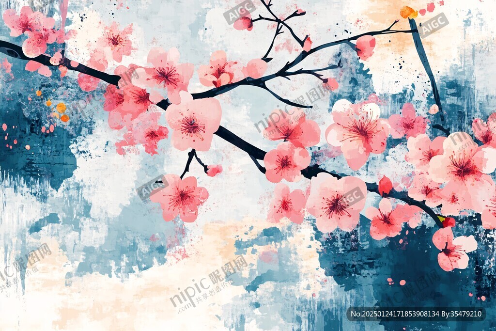 桃花裝飾畫背景
