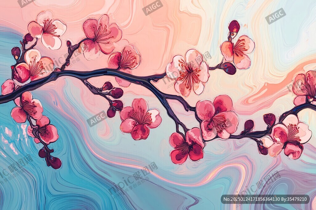 板繪梅花插畫