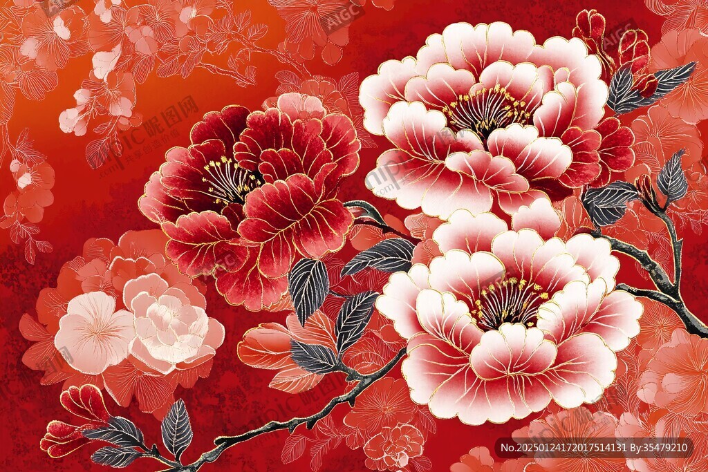 花開富貴抽象牡丹花