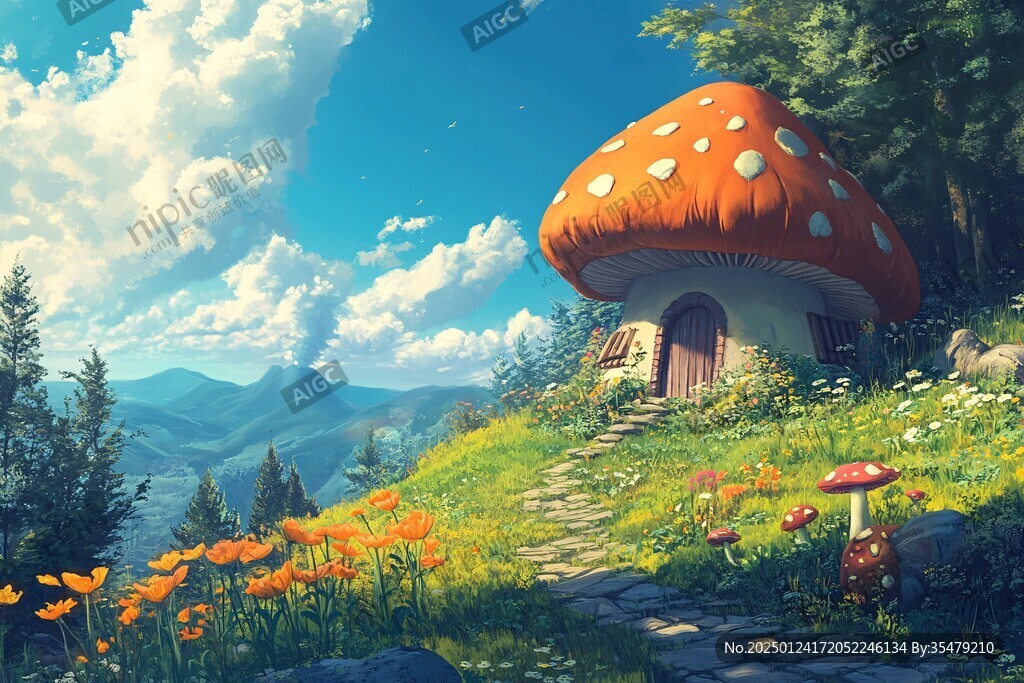 蘑菇屋插畫