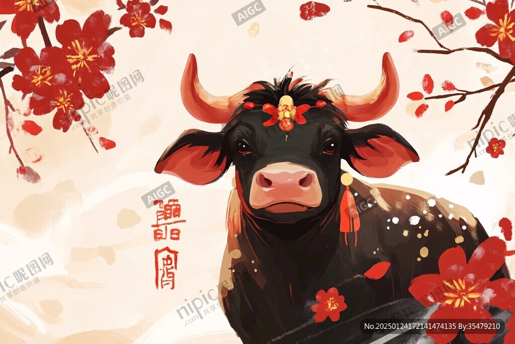 苗牛賀春插畫