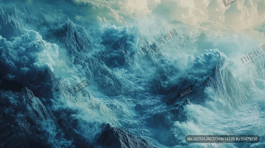 云海油畫素材