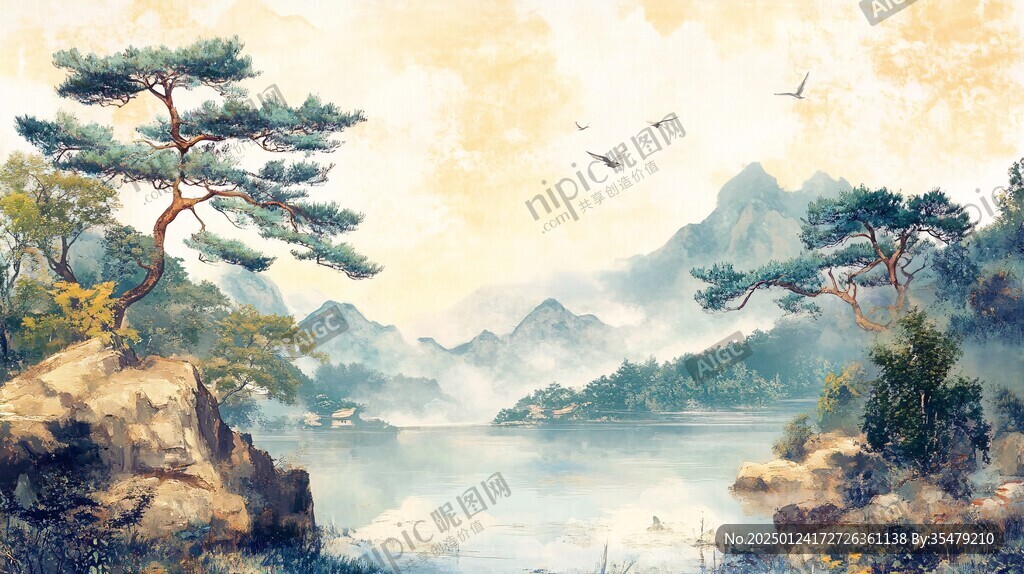 古典古風復古迎客松