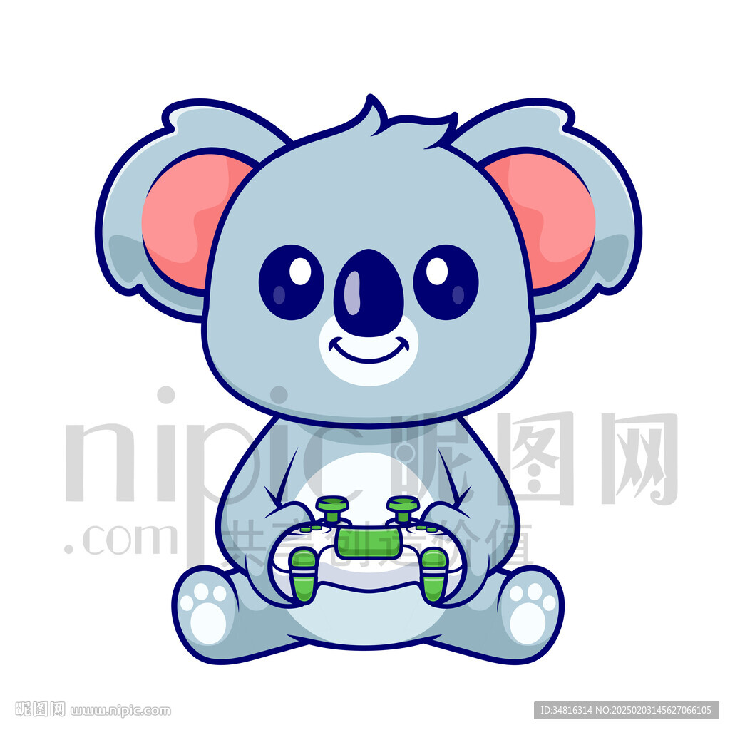 可愛卡通打電玩的樹袋熊