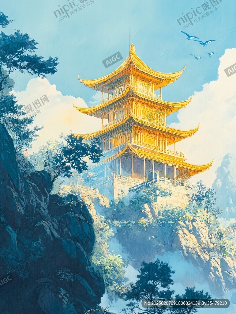 飛英塔插畫