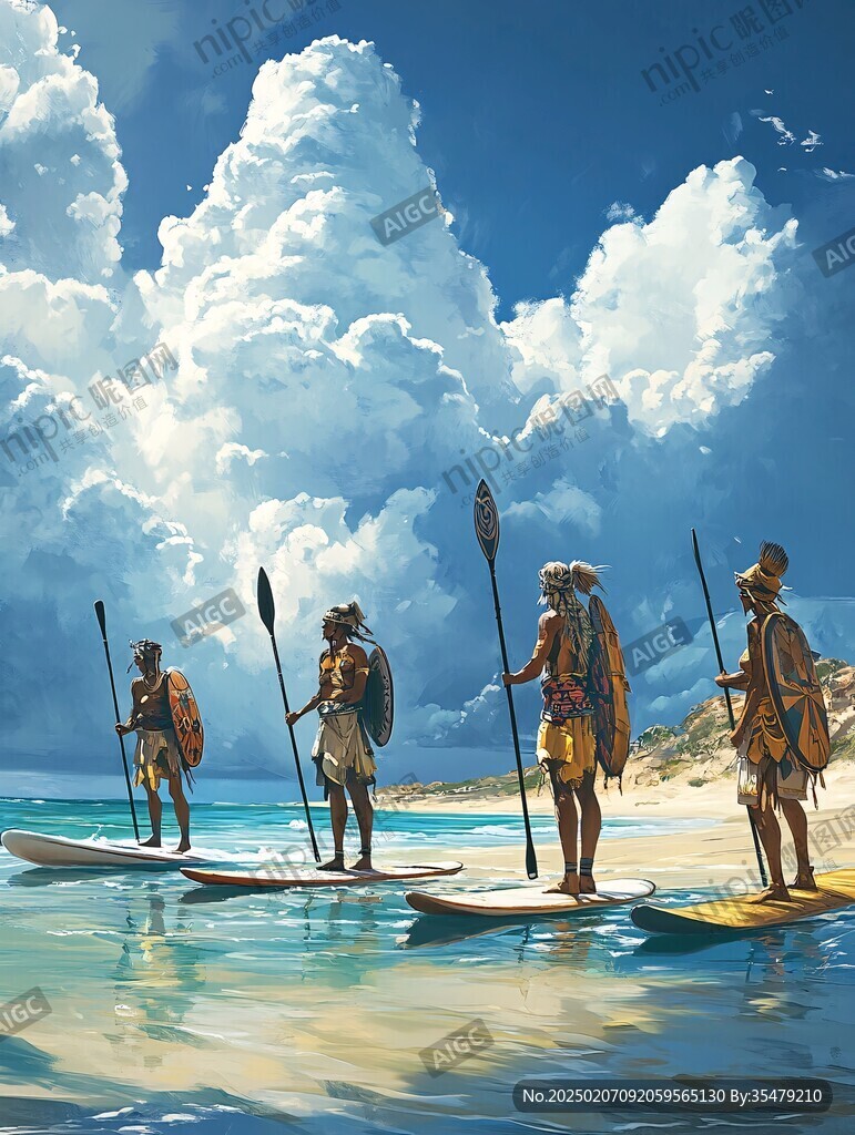 海邊原始人生活場(chǎng)景