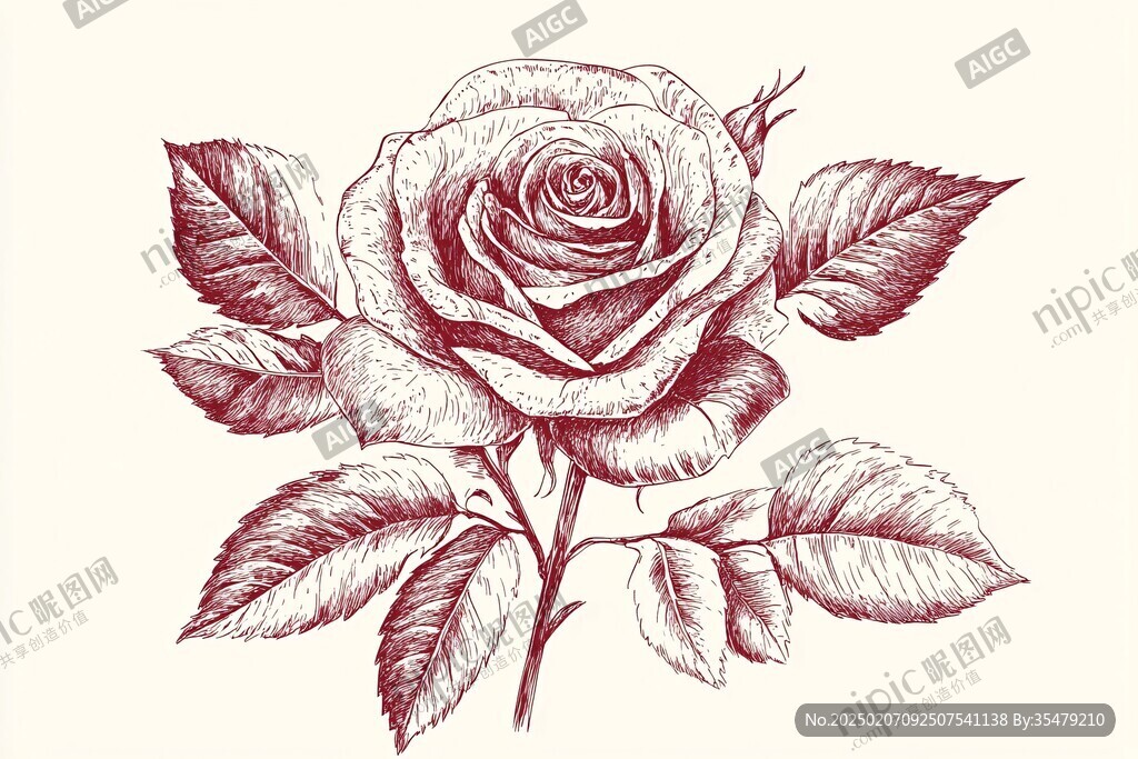 白描玫瑰花