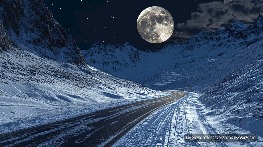 雪山月夜