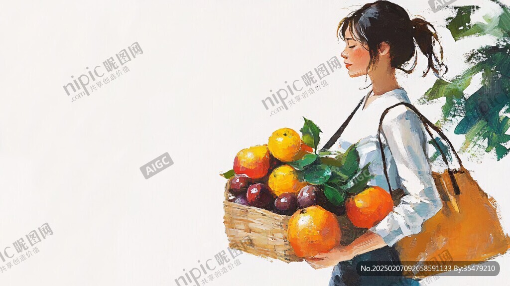 農(nóng)家女孩水果插畫