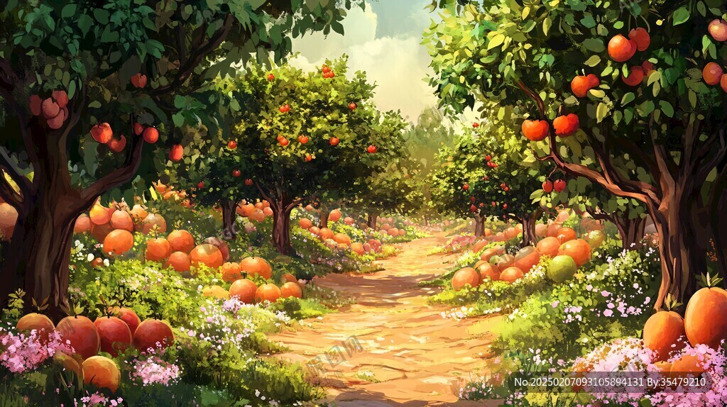 果園插畫田園風(fēng)光