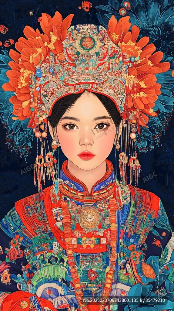 土家族美女插畫