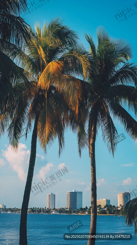 海邊風(fēng)光椰樹特寫