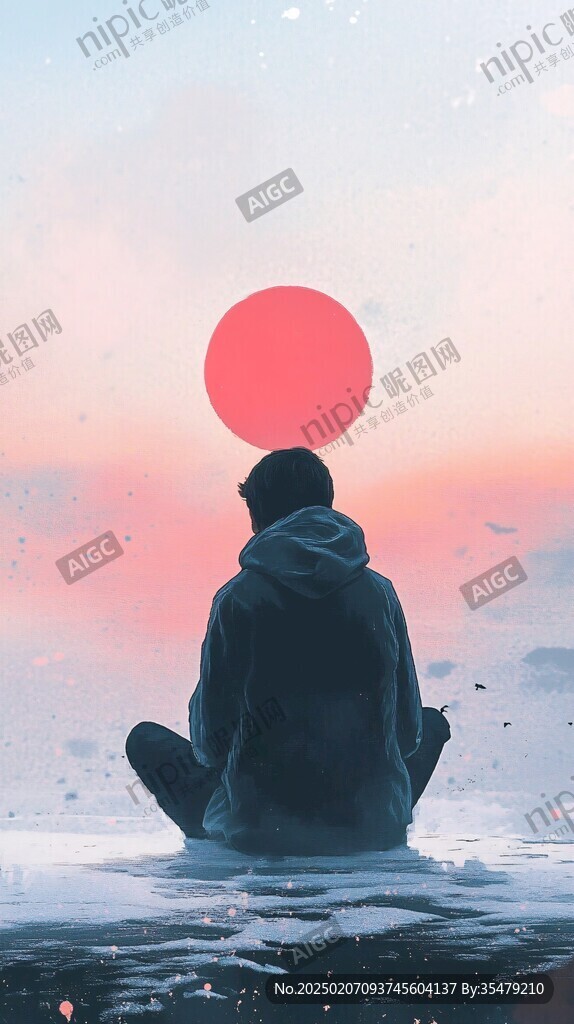 看日出插畫
