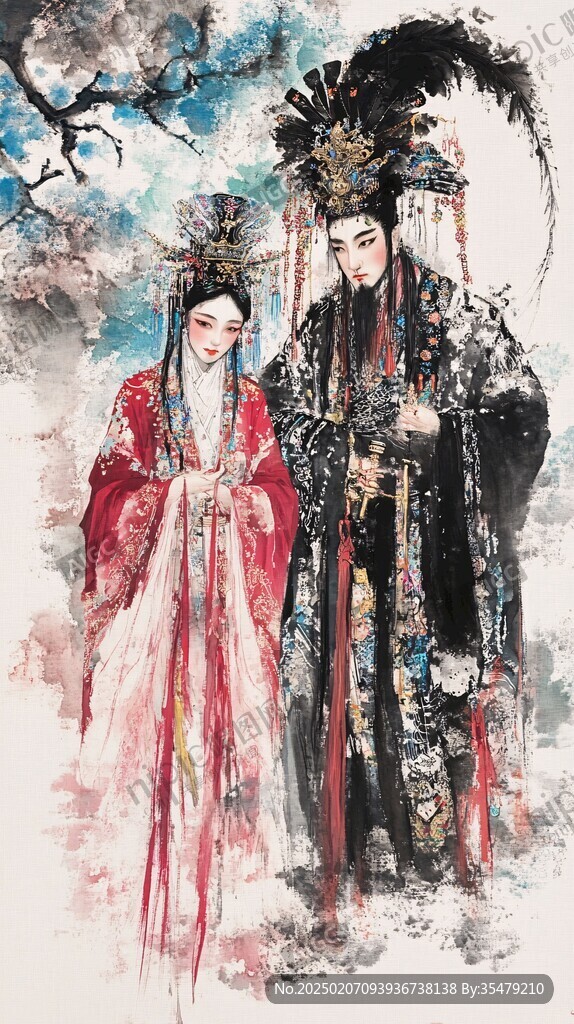水彩戲曲人物