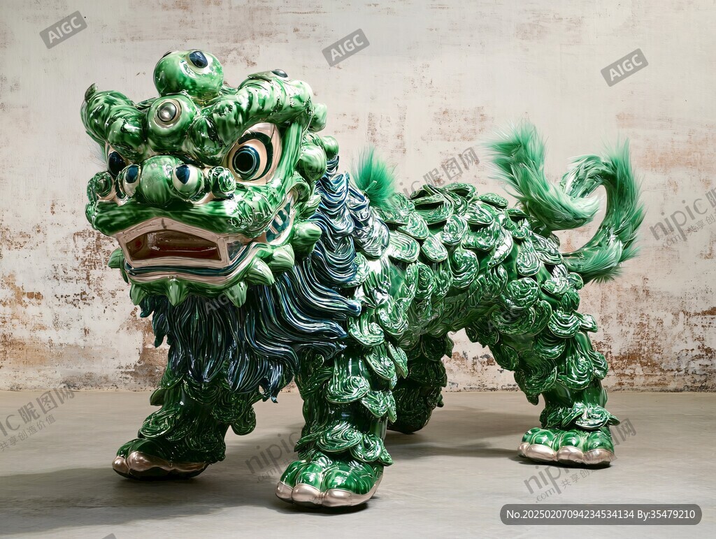 綠釉吼獅