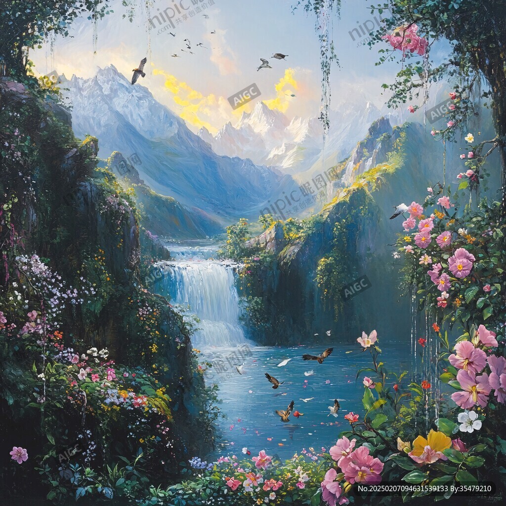 自然美景壁畫