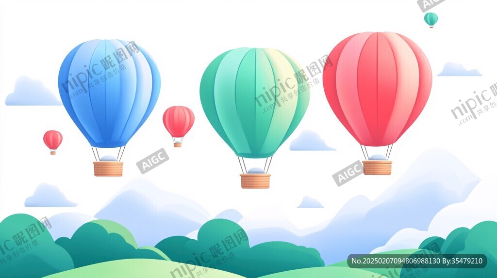 熱氣球旅游插畫