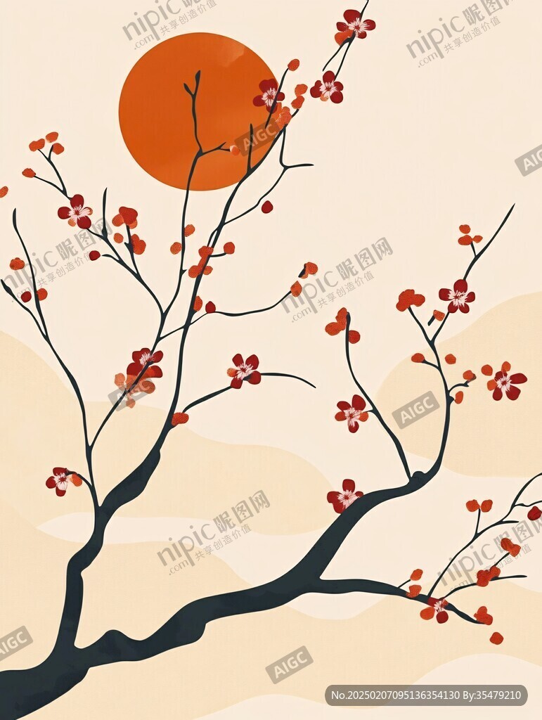 板繪梅花插畫