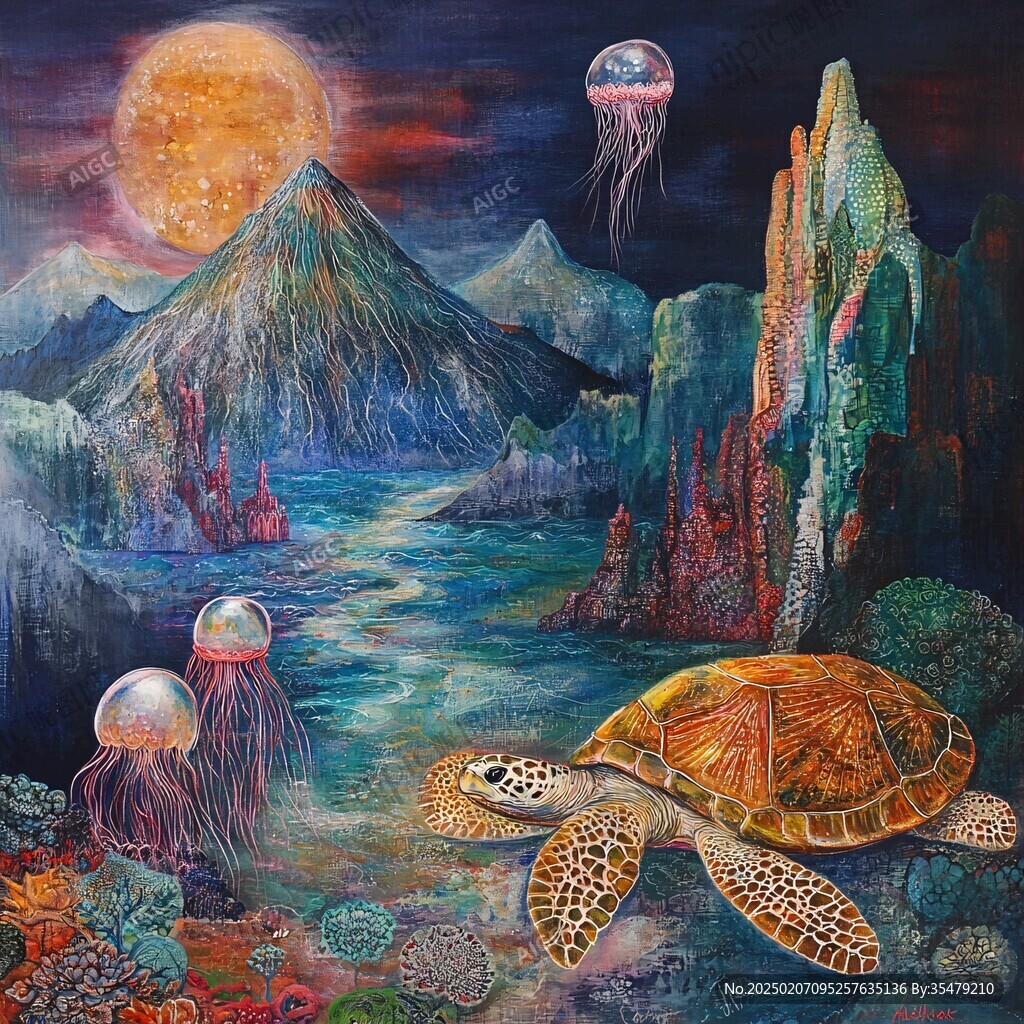 海底世界油畫