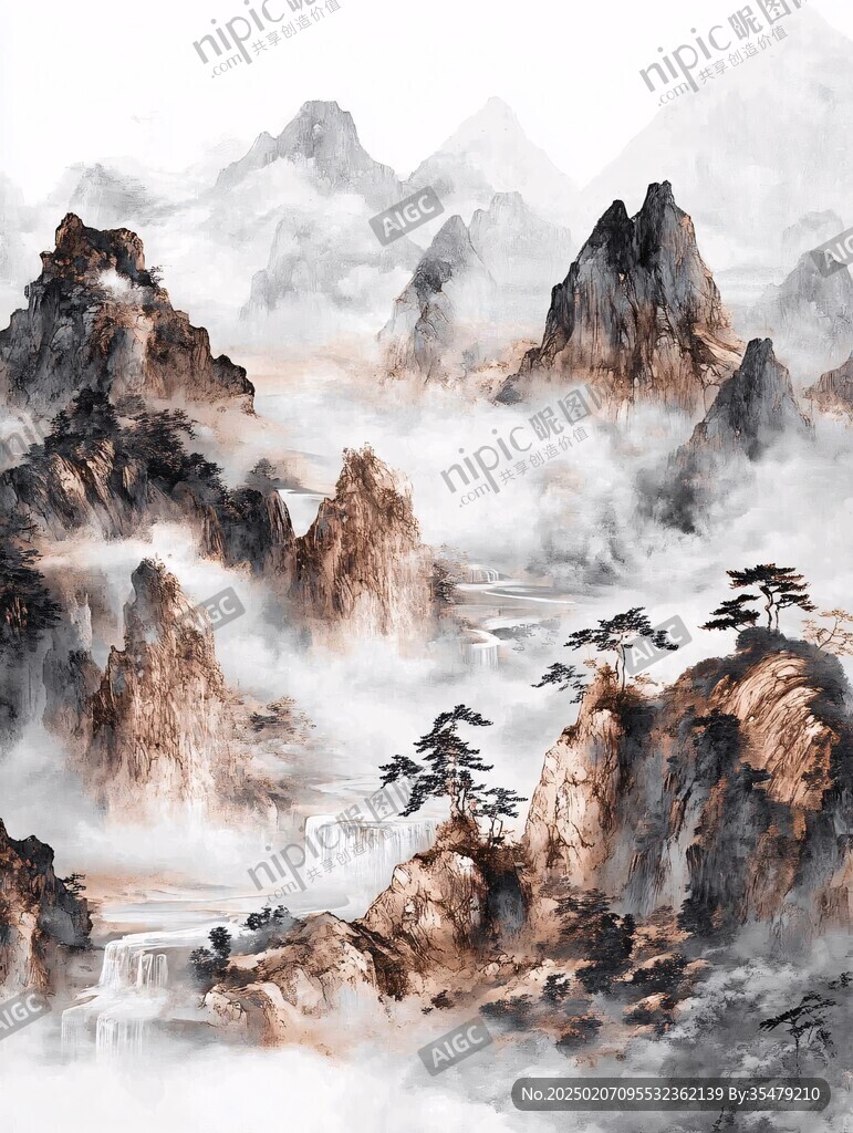 水墨數字畫工筆山水