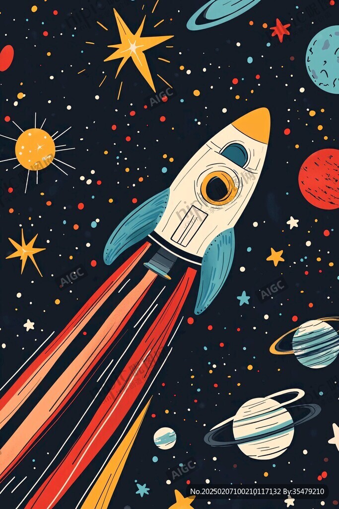 探索宇宙卡通圖案