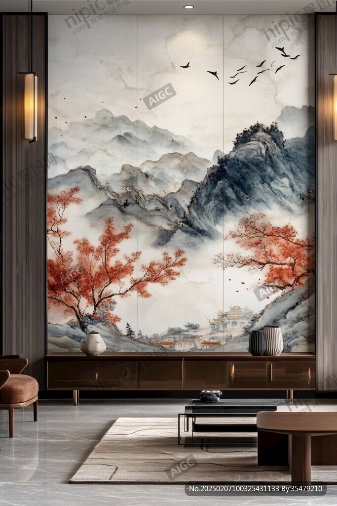 豎版高端壁畫