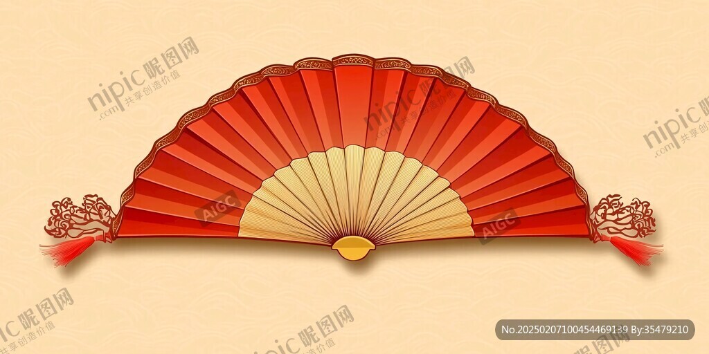 折扇故宮紅墻插畫
