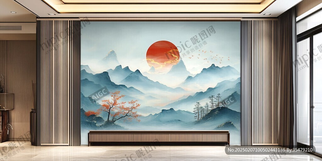 端景背景墻壁畫(huà)