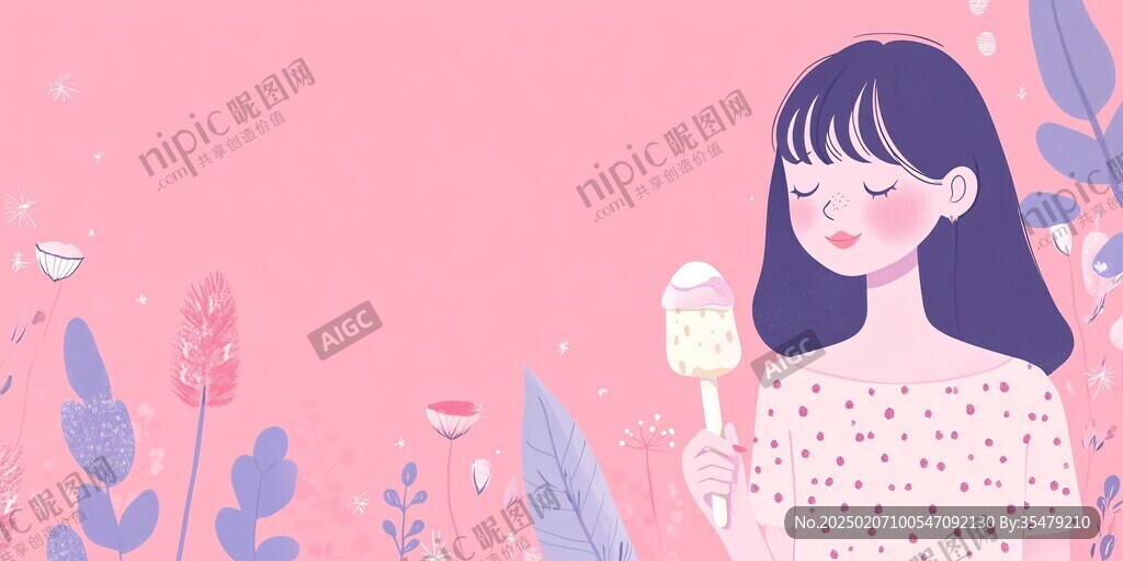 情人節(jié)女孩插畫背景