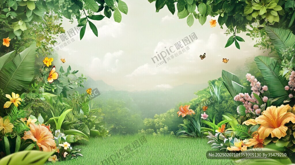 熱帶雨林花草樹木背景