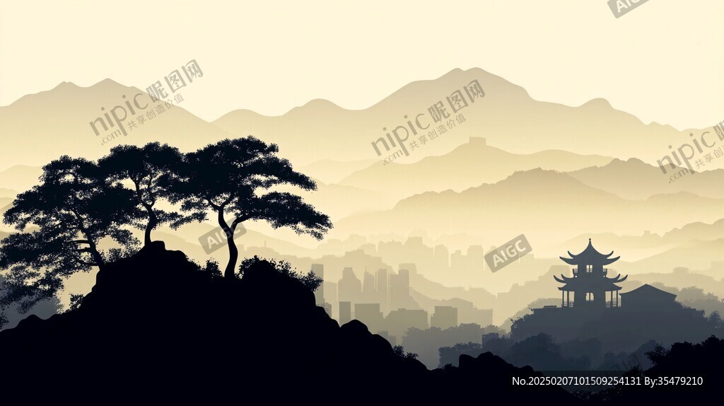 中式山