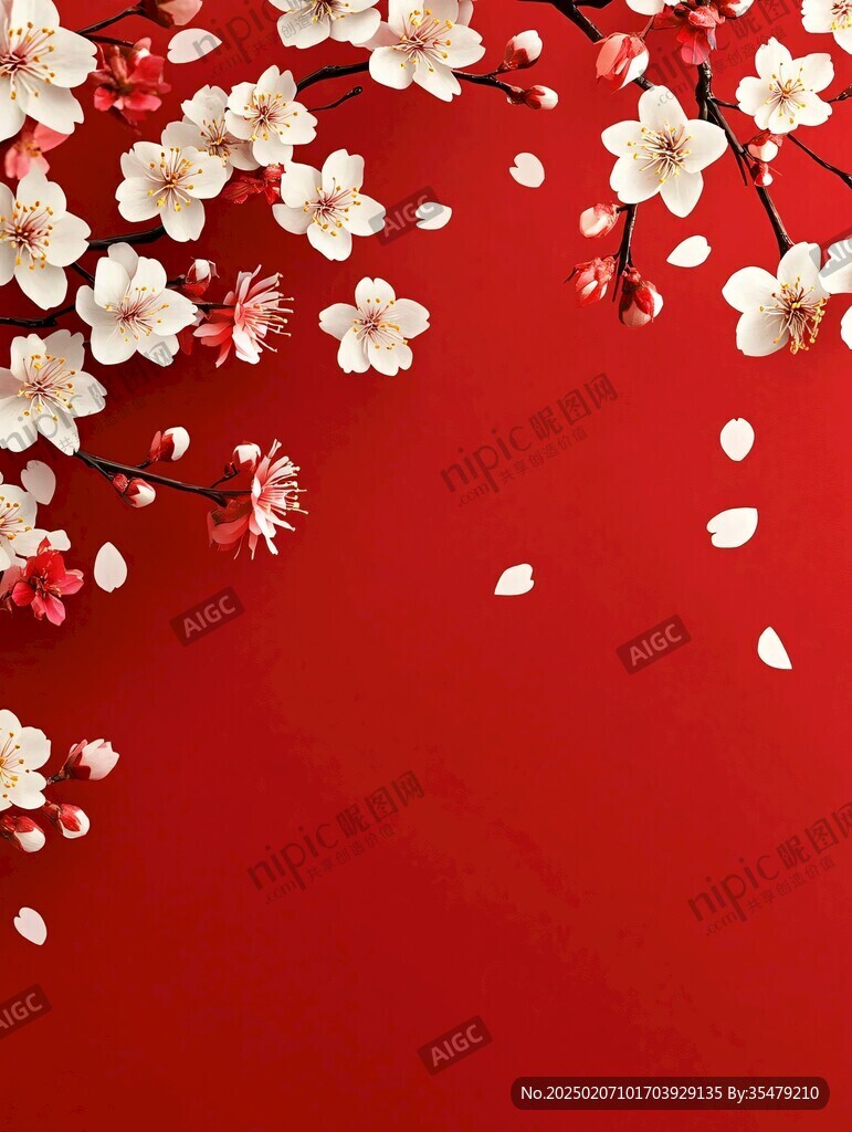 杏花紅底圖