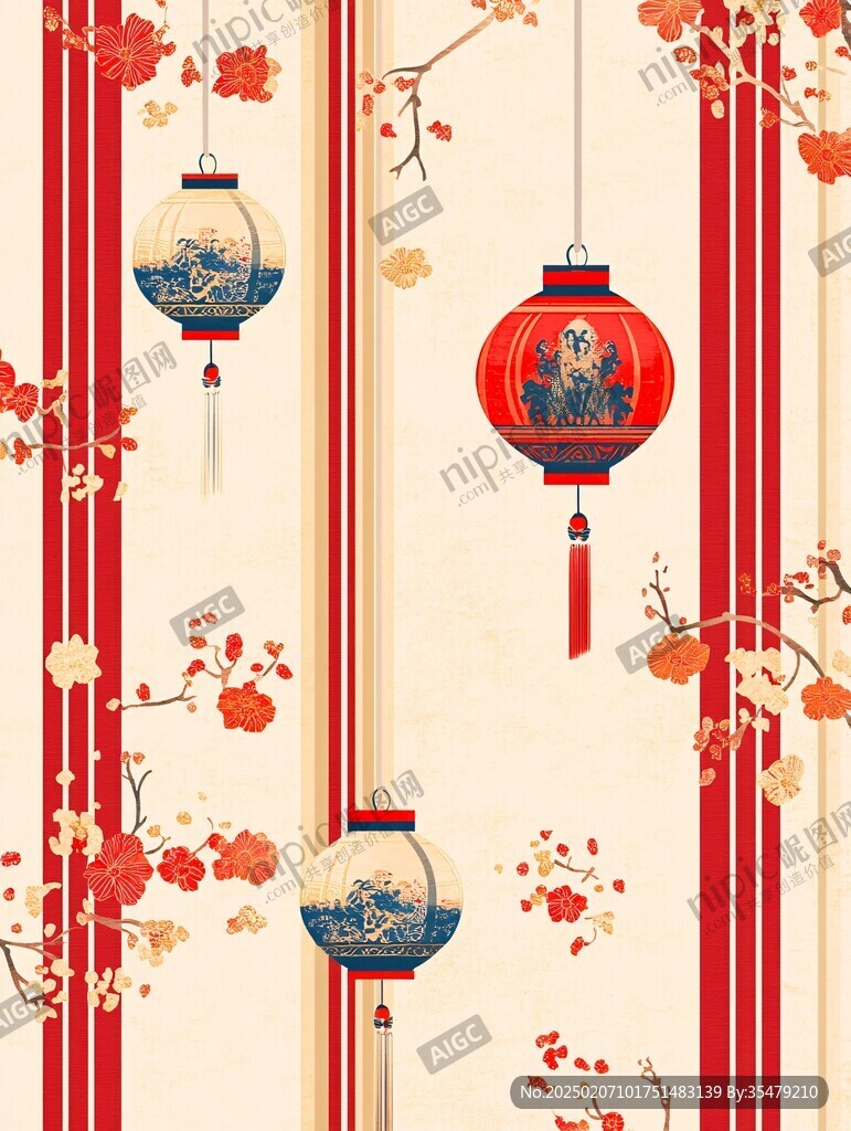 燈籠梅花背景圖