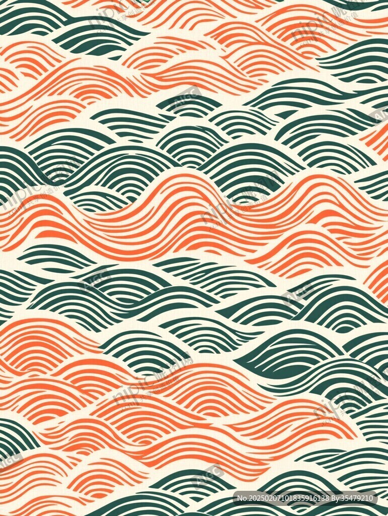 水波紋浪花紋波濤紋