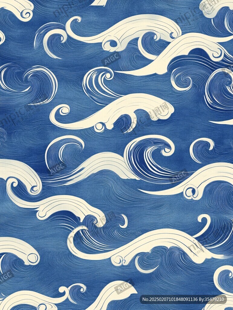 海浪云紋浪花背景
