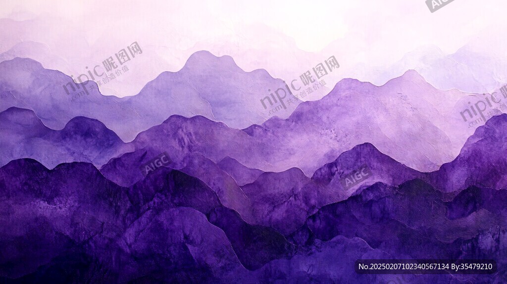 彩色水墨群山背景墻