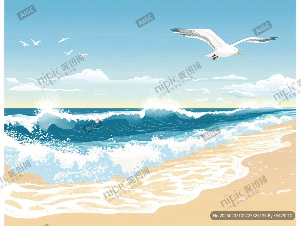 海鷗與海浪
