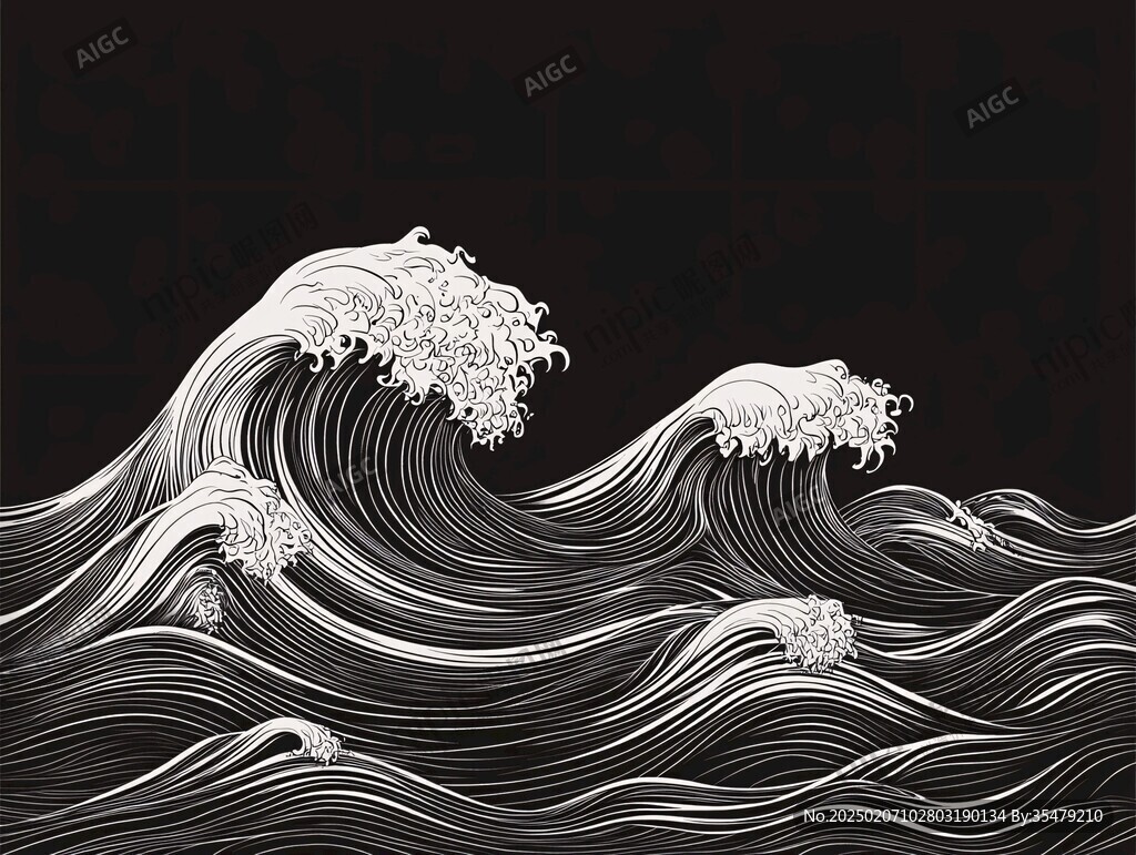日式浪花背景