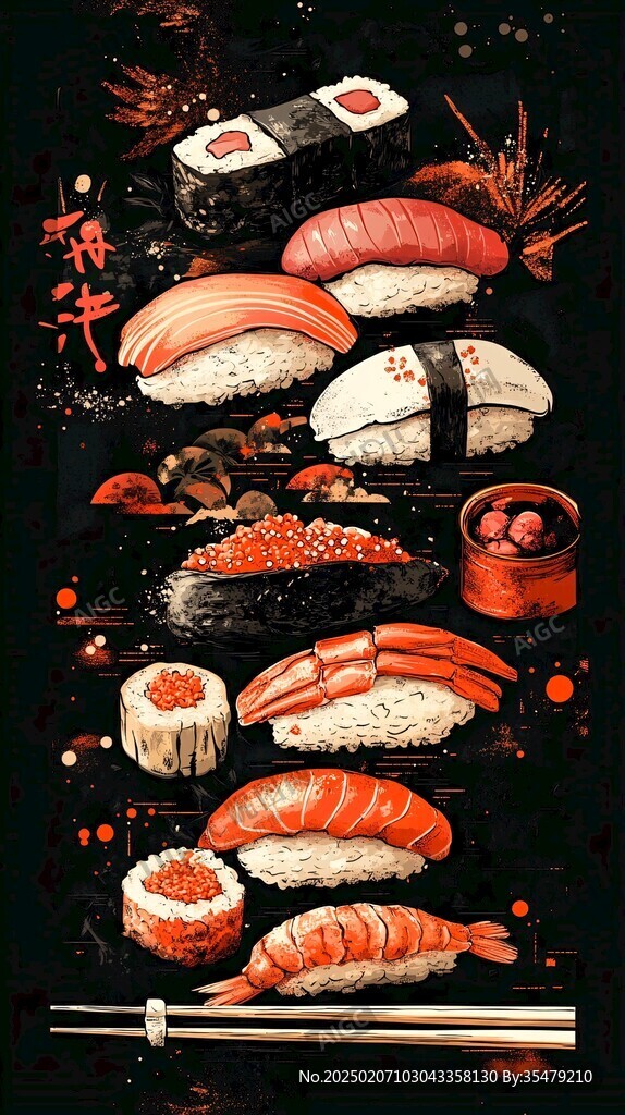 生魚片壽司壽司掛畫