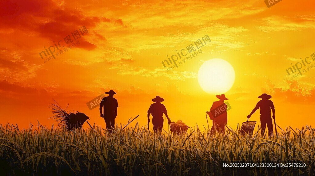 夕陽下干農活