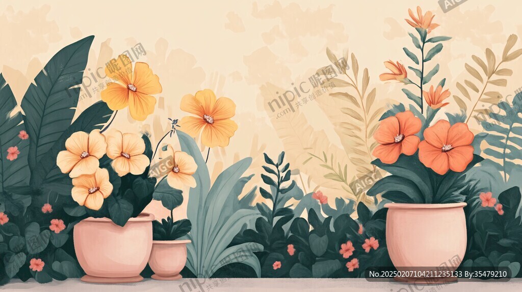 植物背景扁平插畫