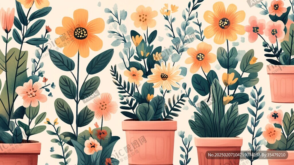 植物背景扁平插畫