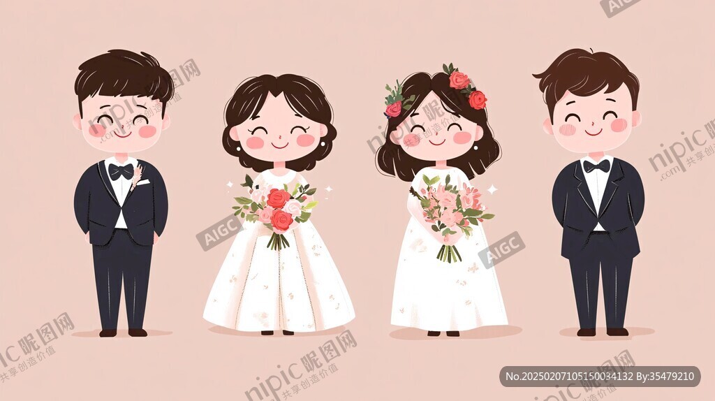 婚慶人物插畫