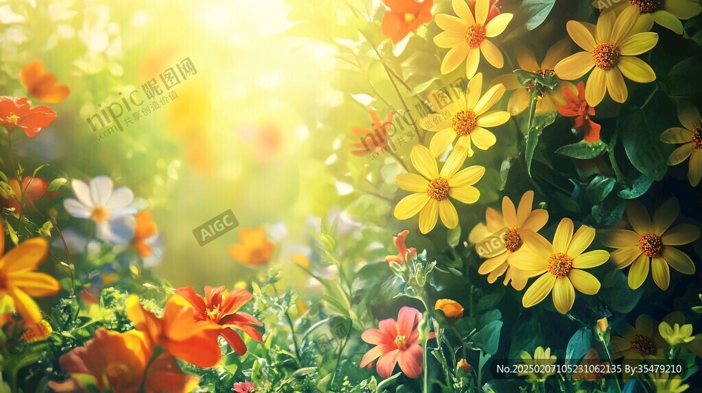 陽光鮮花背景