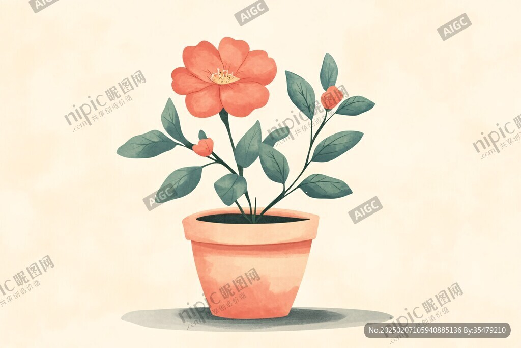 盆栽插畫